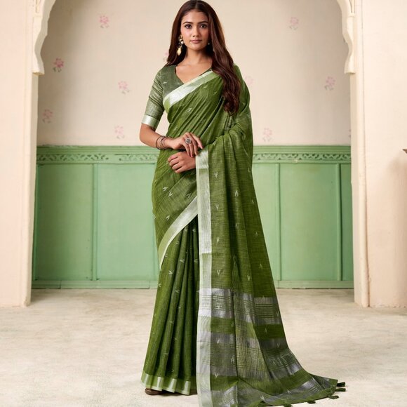 LINEN SILK SAREE - Picture 10 of 12